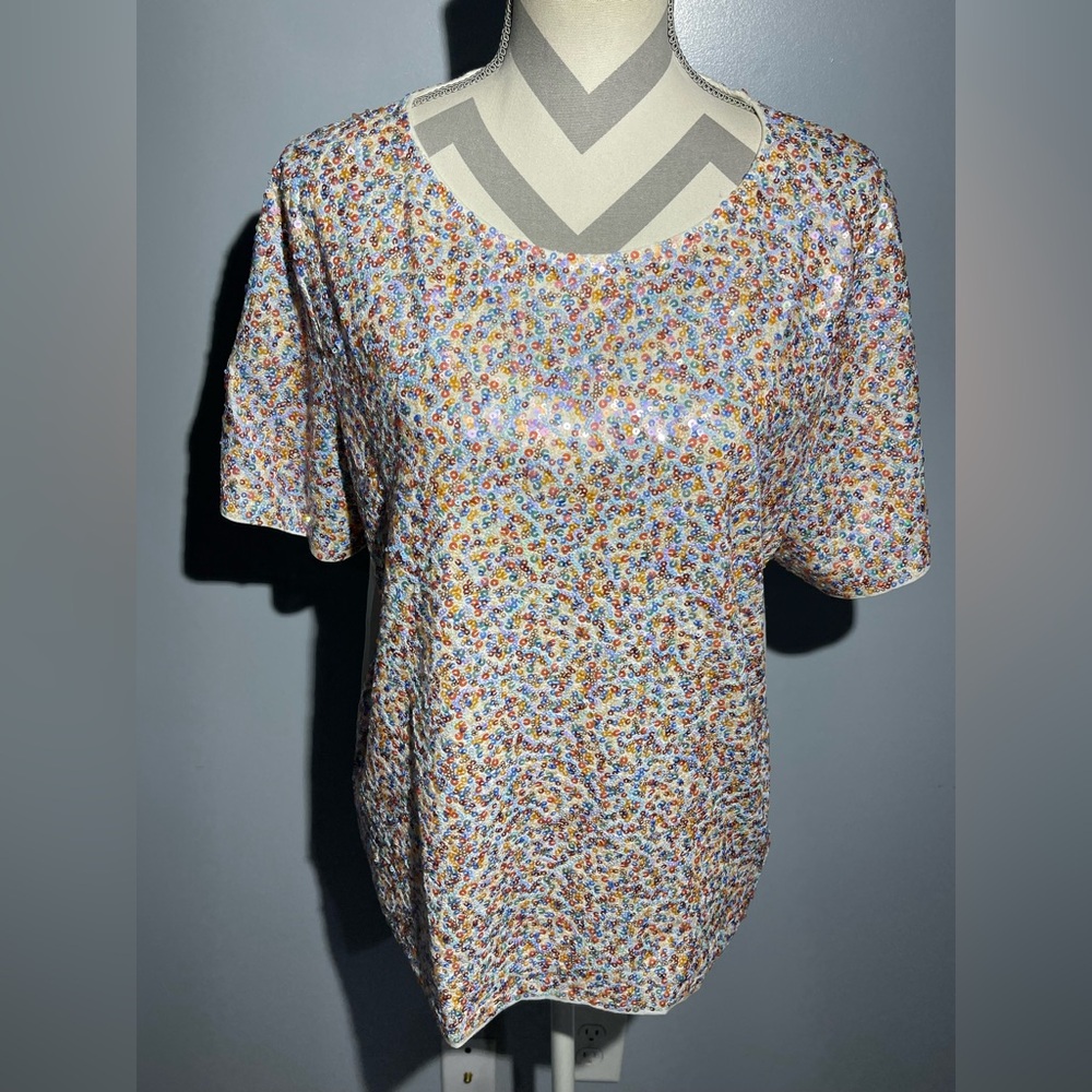 J. Crew Multicolor Floral Short Sleeve Top